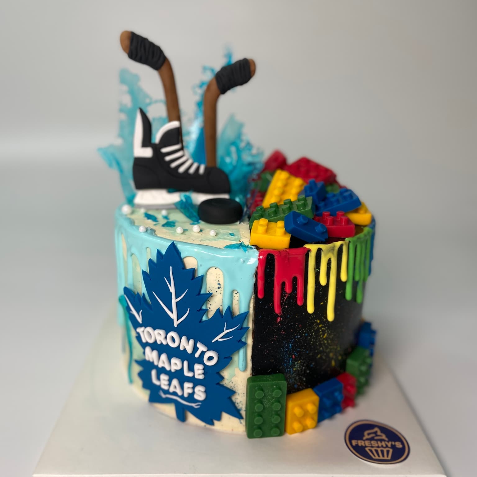 100% edible fondant sculpted Toronto Maple Leafs cake