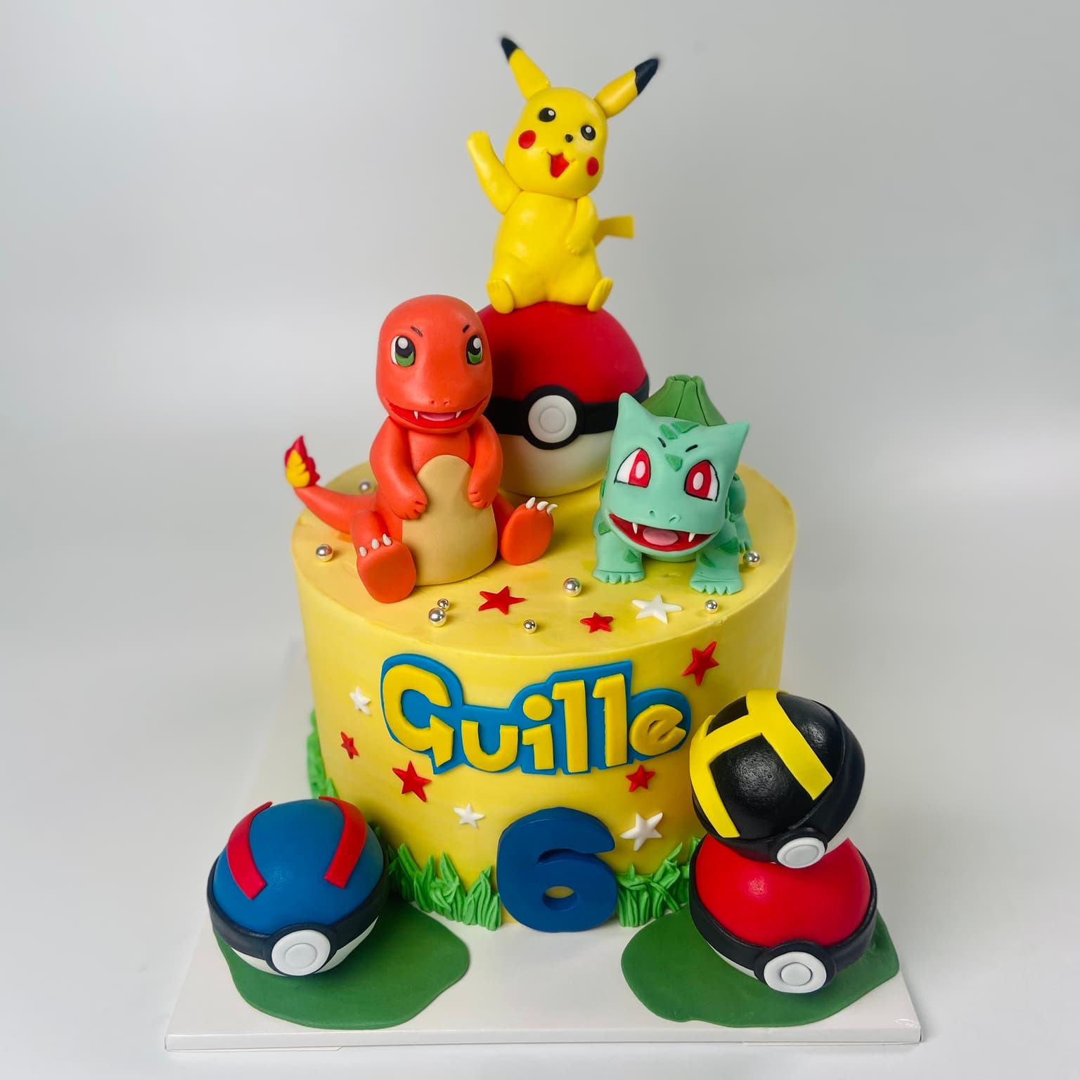 100% edible fondant sculpted Pokemon Pikachu, Charmeleon, Squirtle design