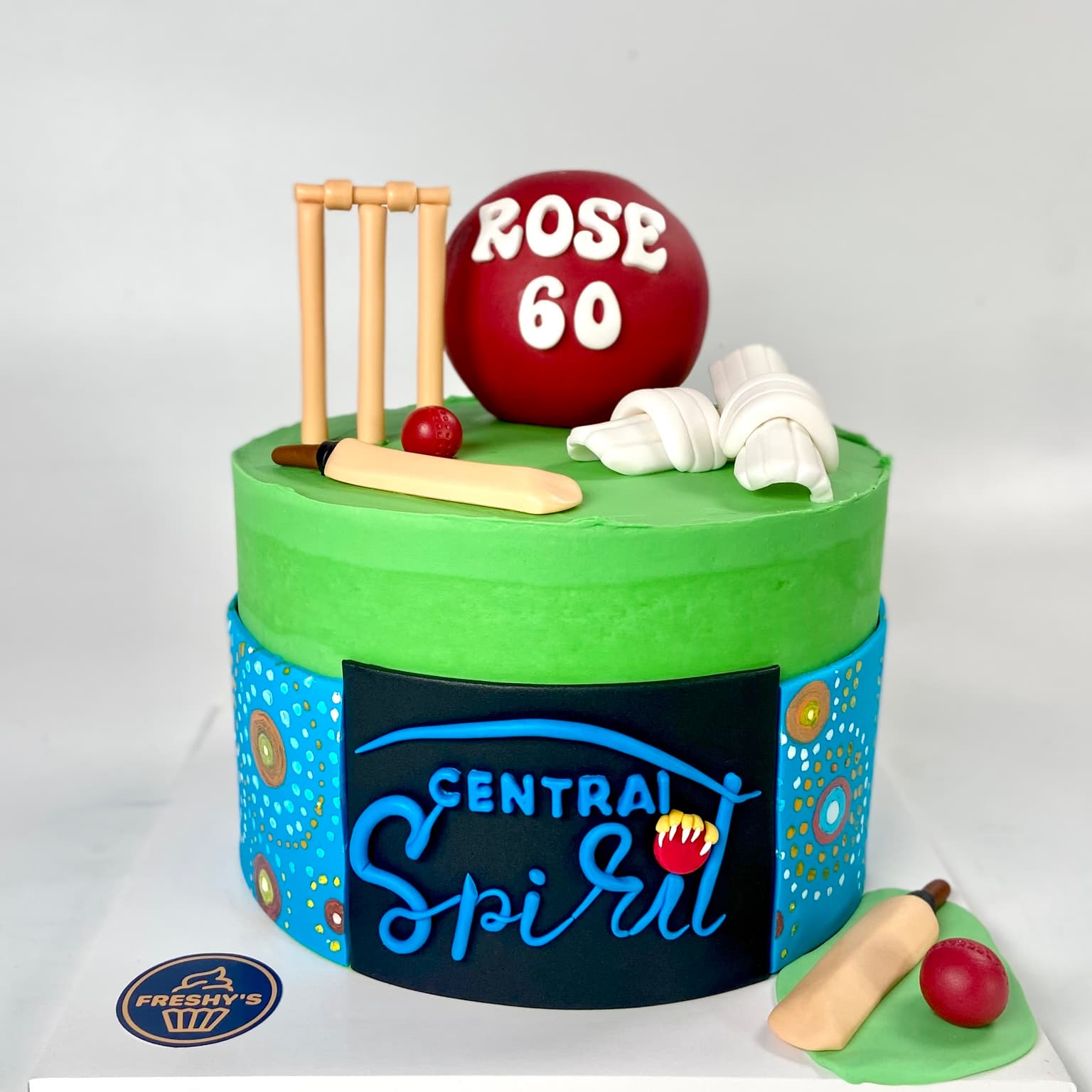 100% edible fondant sculpted Cricket birthday cake