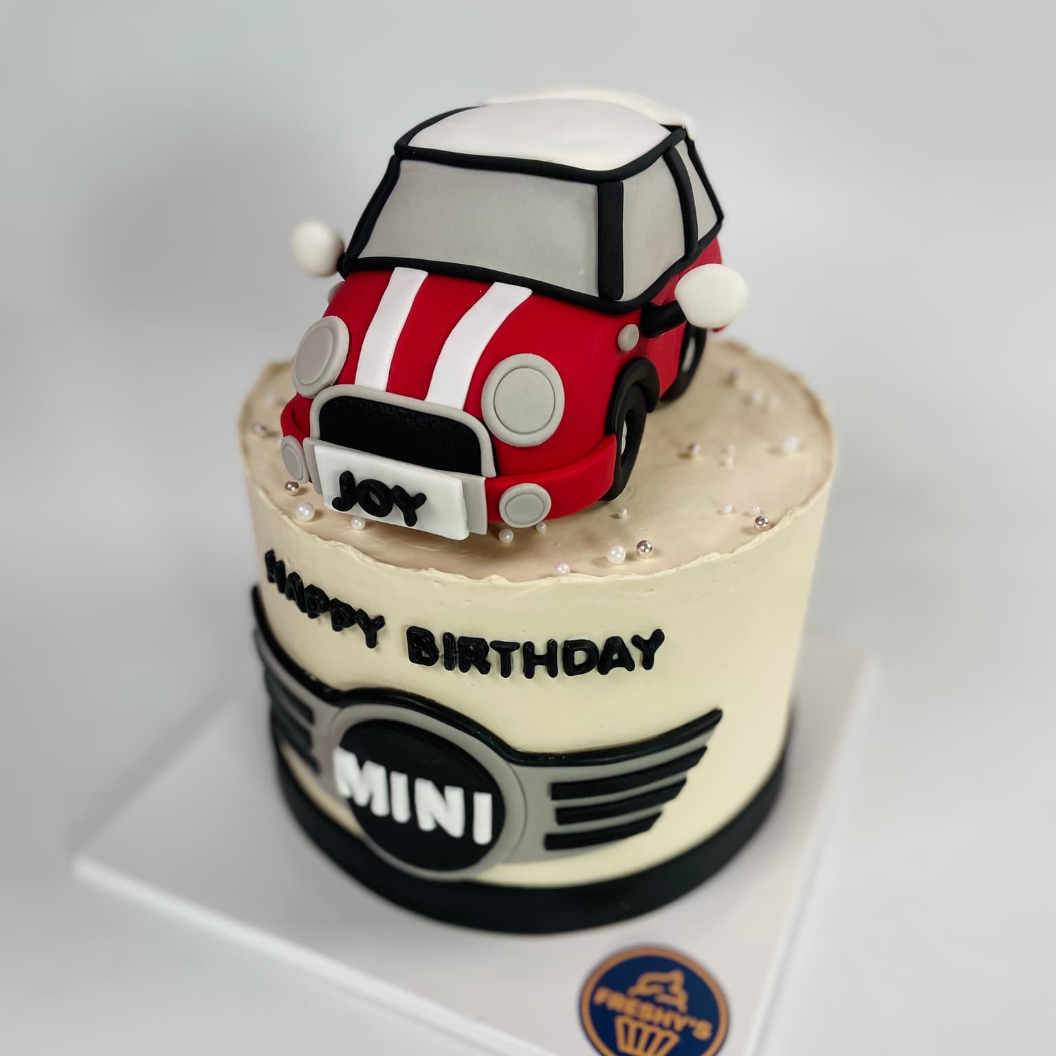 100% edible fondant sculpted Mini Cooper birthday cake