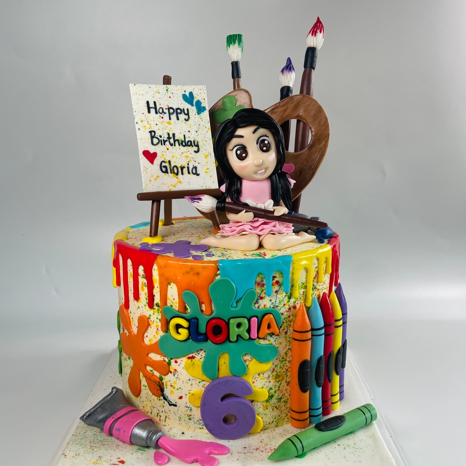 100% edible fondant sculpted custom painting and art scene happy birthday cake