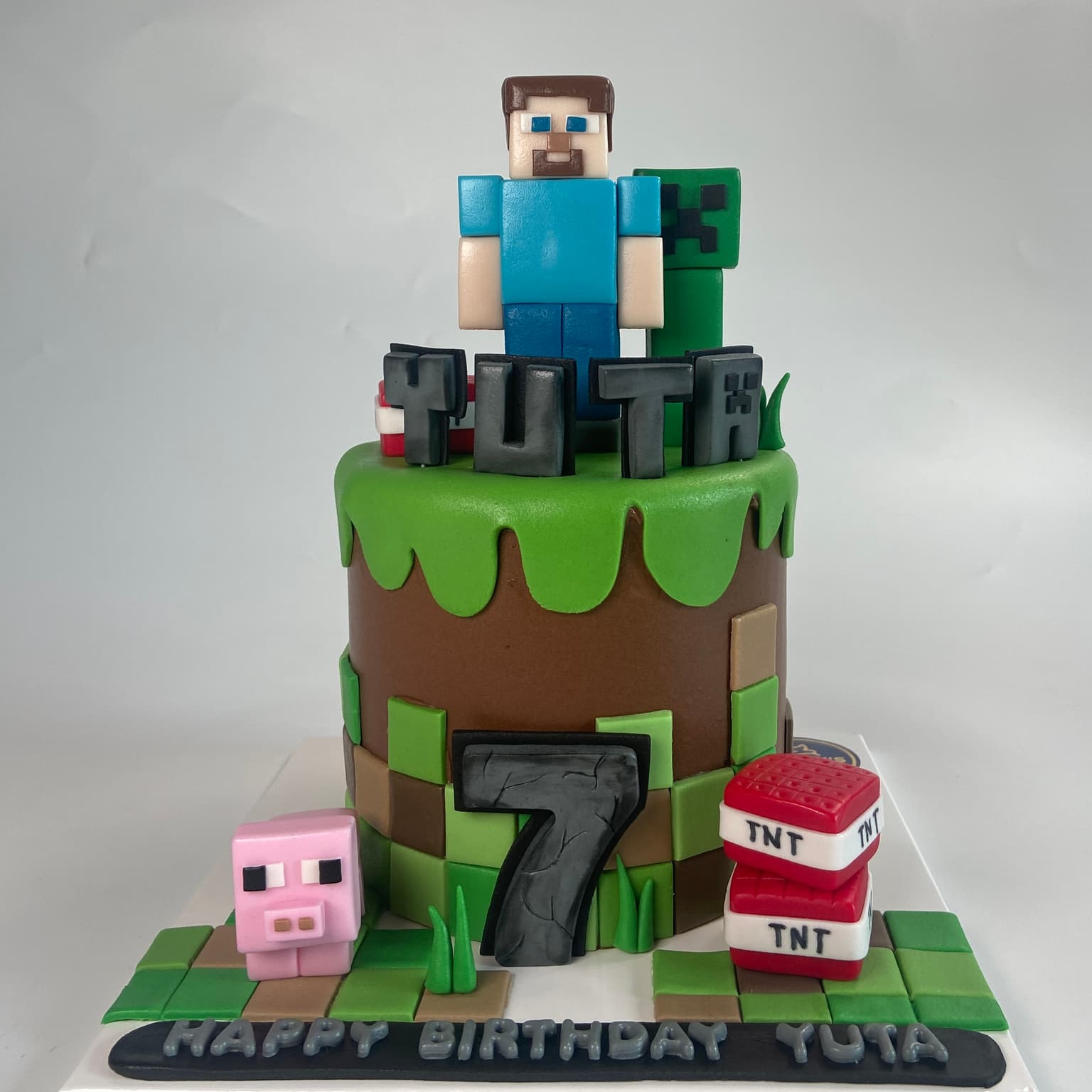 100% edible fondant sculpted Minecraft birthday cake