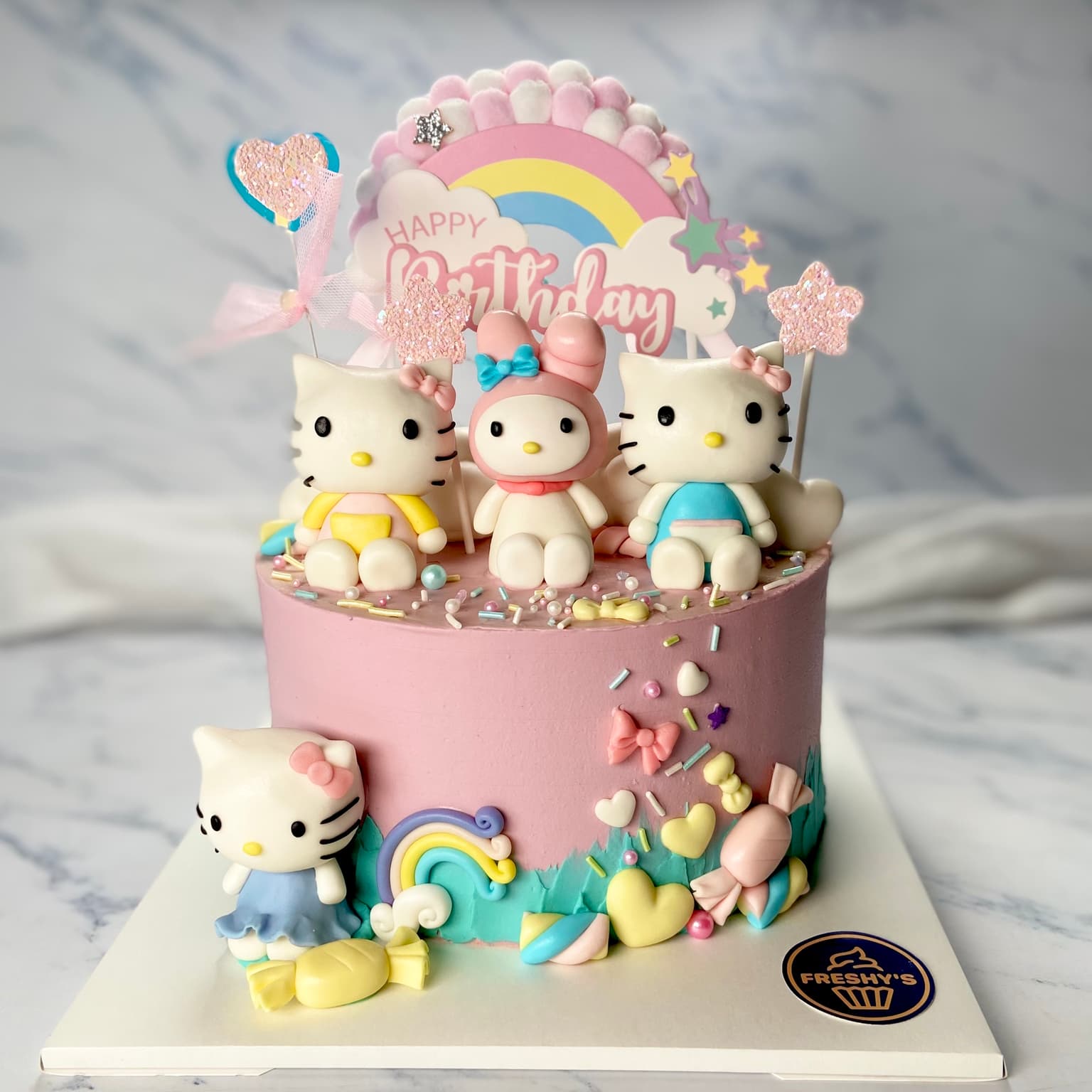 100% edible fondant sculpted Hello Kitty cake