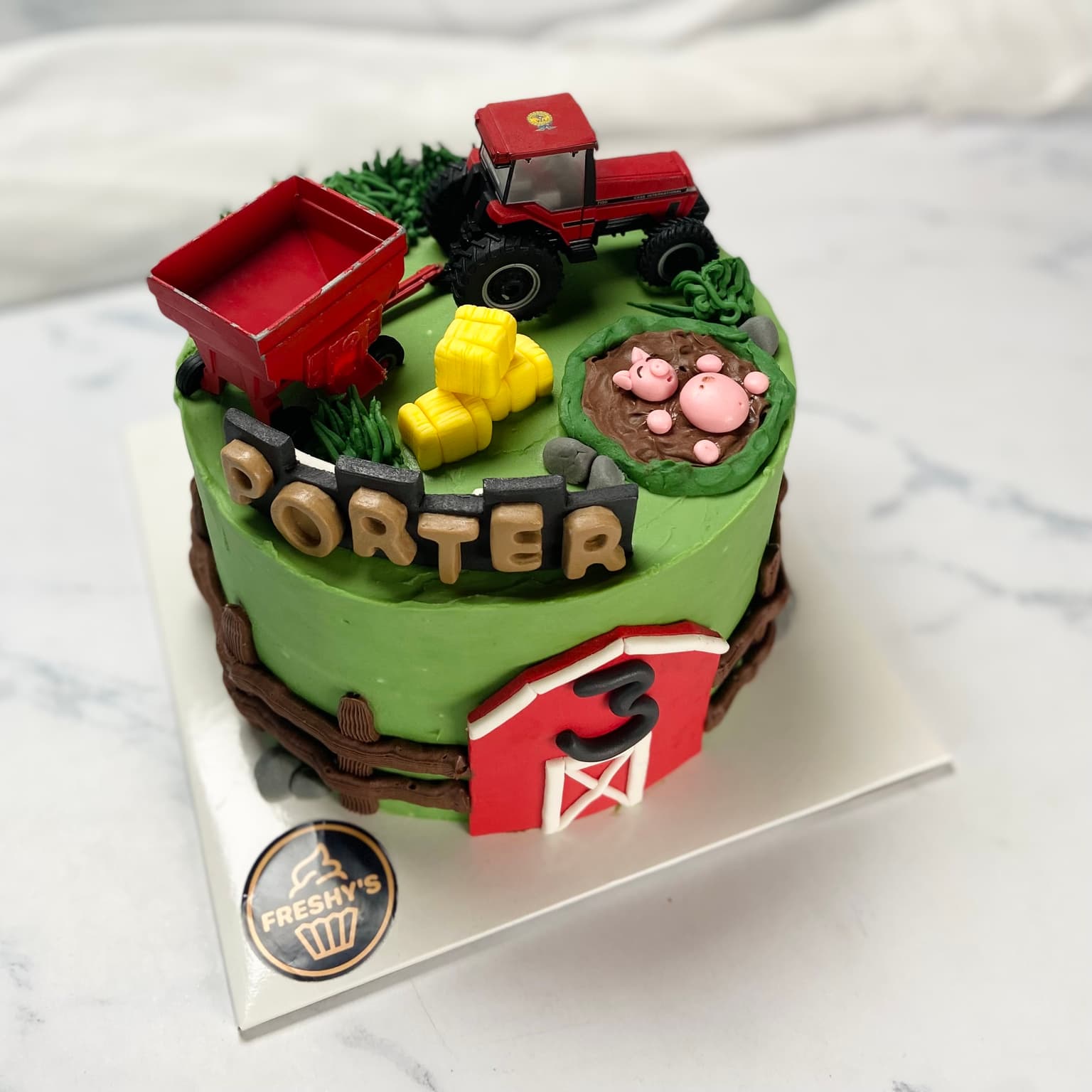 100% edible fondant sculpted farm themed cake