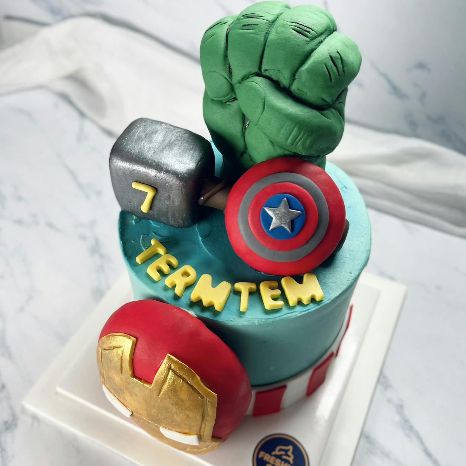 100% edible fondant sculpted Marvel Avengers cake
