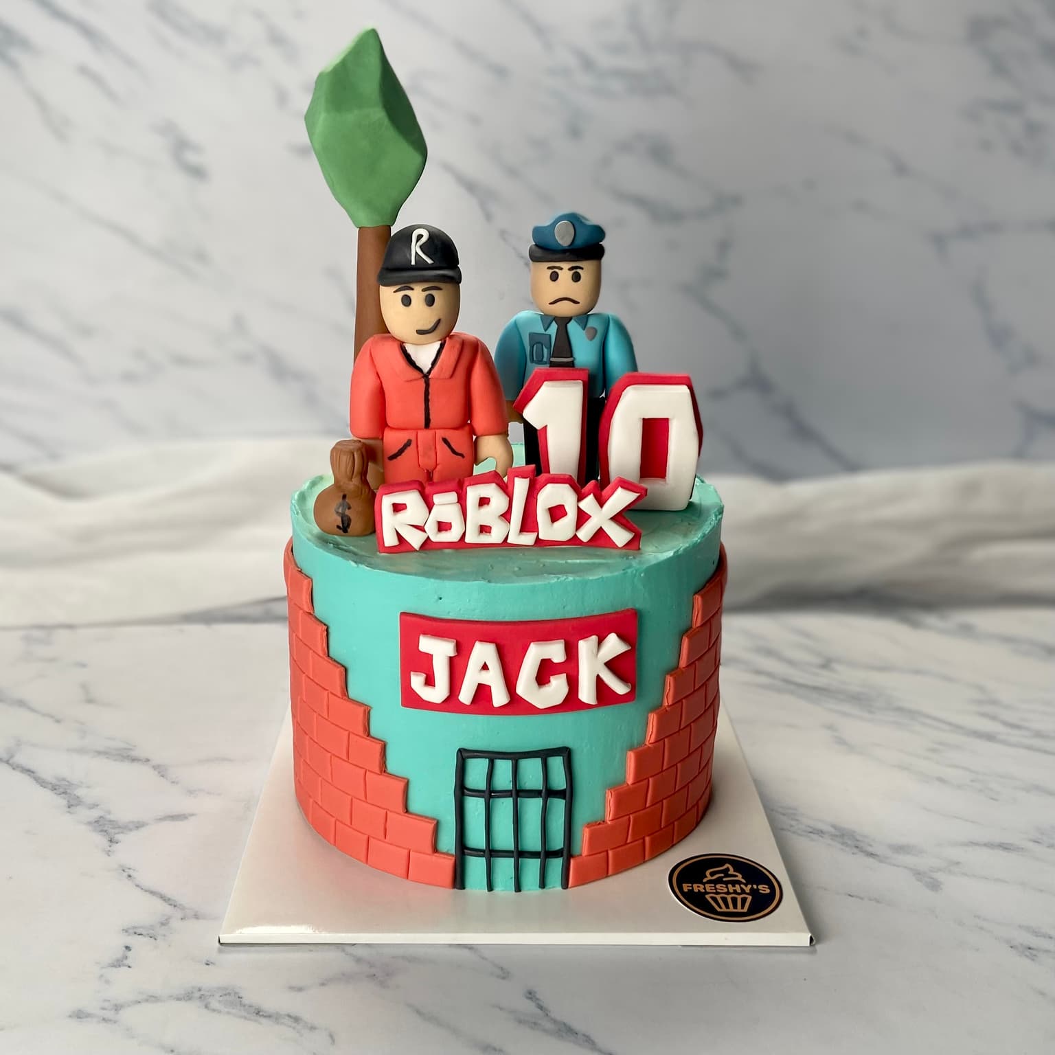 100% edible fondant sculpted Roblox theme cake