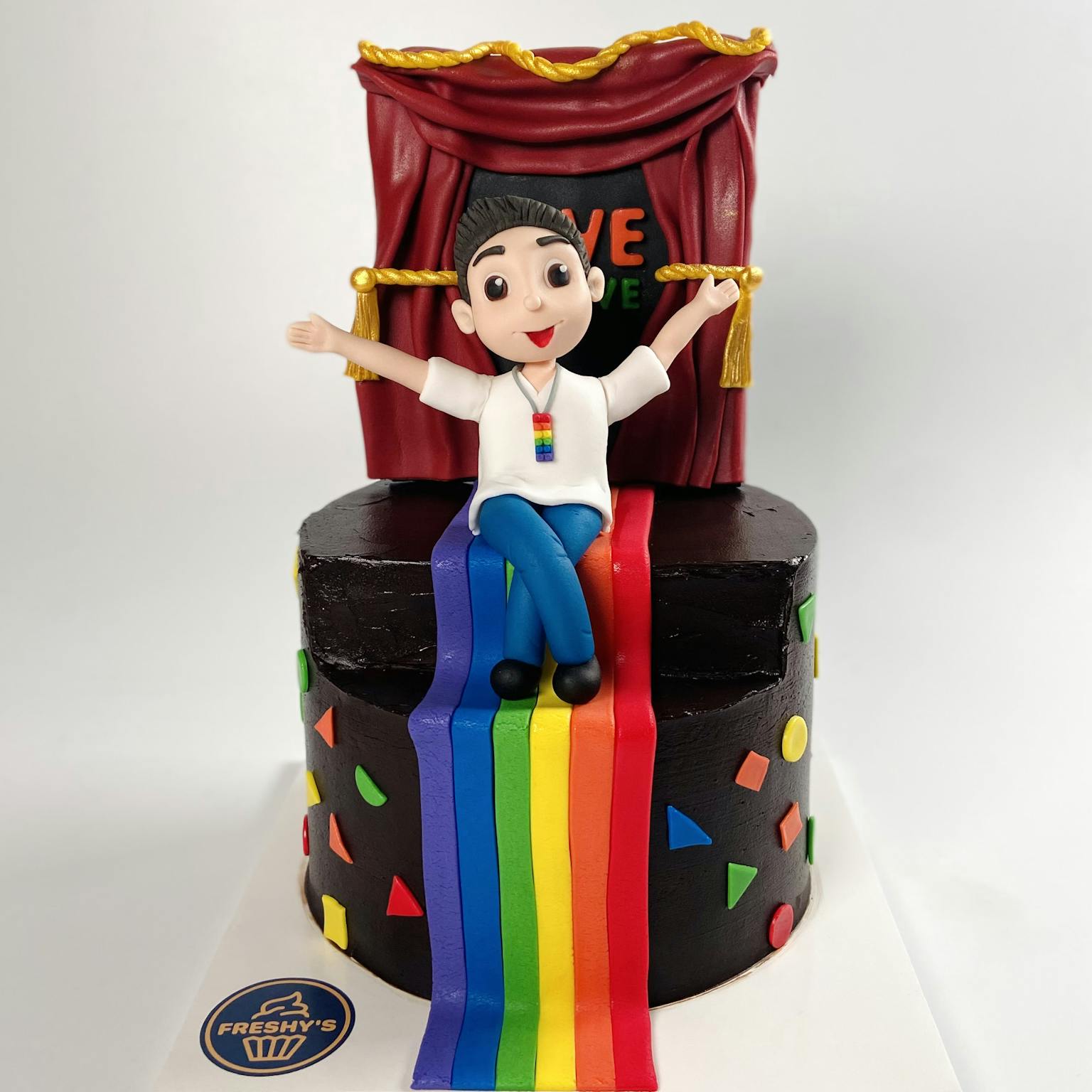 100% edible fondant sculpted pride themed birthday cake
