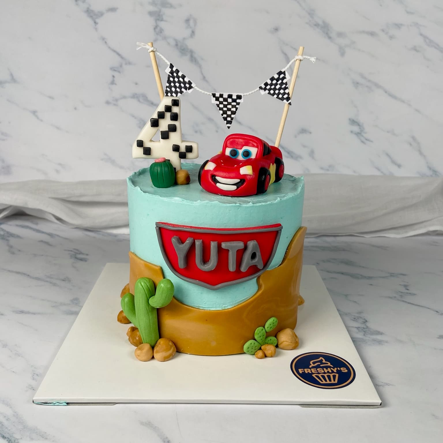 100% edible fondant sculpted Pixar Cars cake